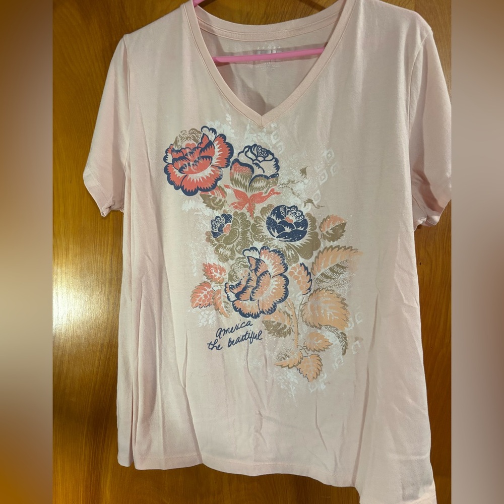 Floral Print V-Neck Women Top - Pink